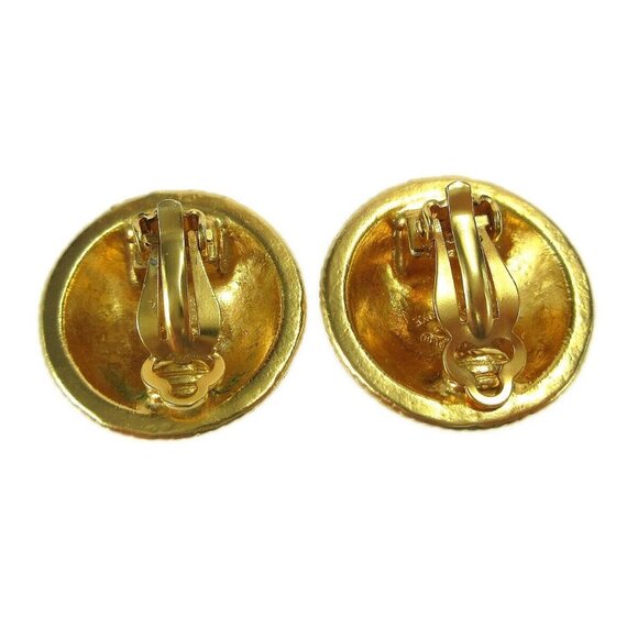 Chanel Button Earrings Clip-On Gold 95P - Picture 2 of 4